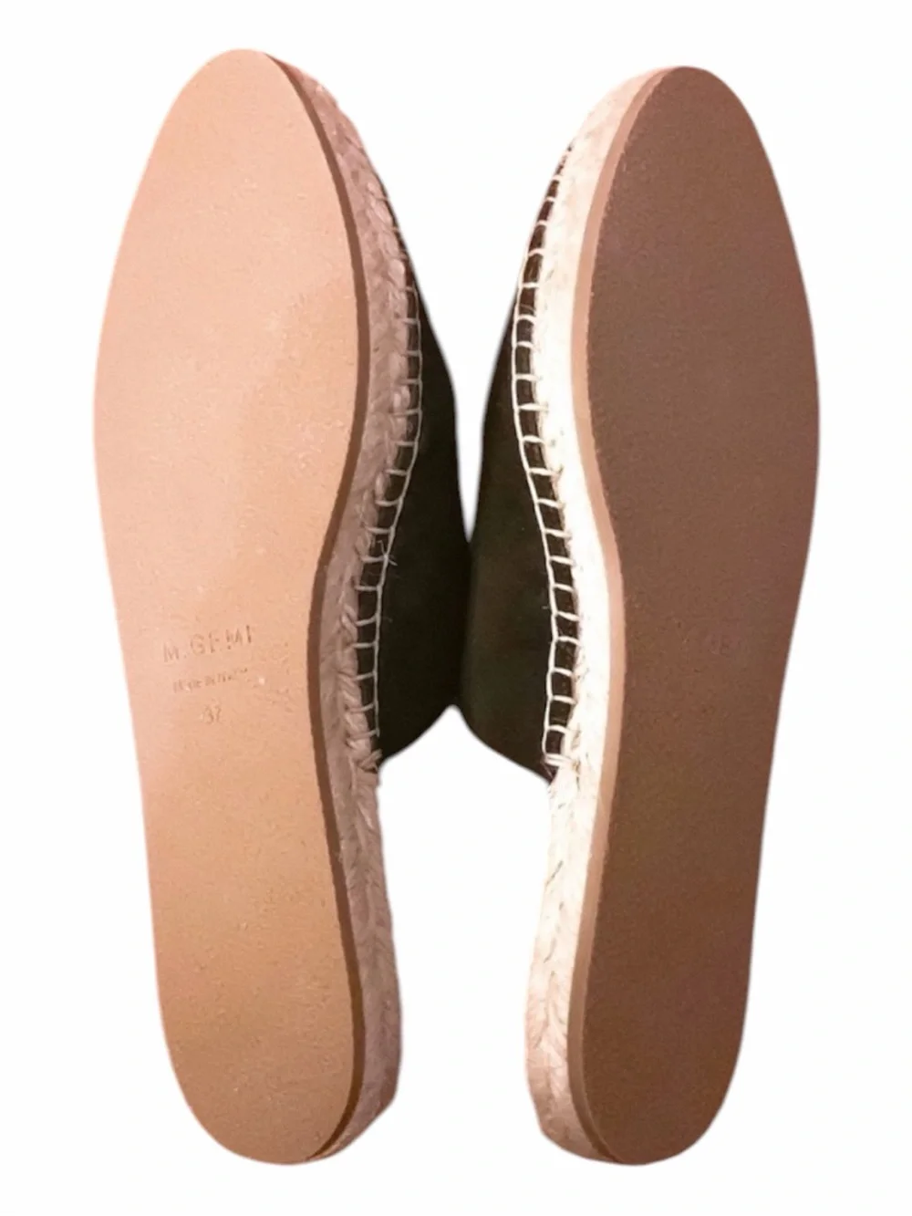 M Gemi Leather Slides Espadrille Black Size 7 Nido Curvo Italy Euro Coastal